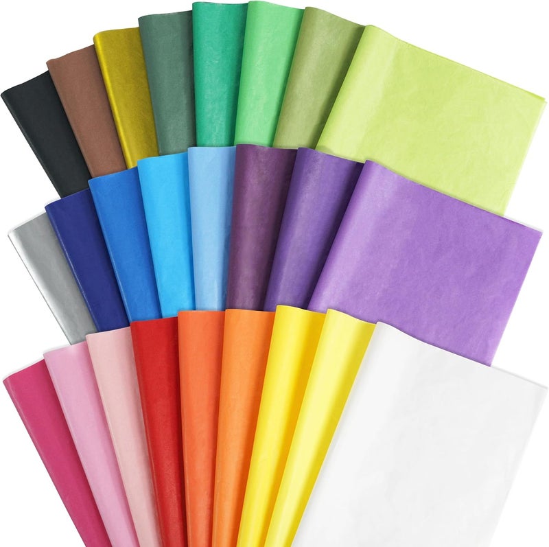 Bobobag 150 Sheets Colored Tissue Paper, 20X14 inch Christmas Tissue Paper for Gift Bags,Gold Silver Red Green Yellow White Black Gift Wrapping(25 Colors) - Image 1